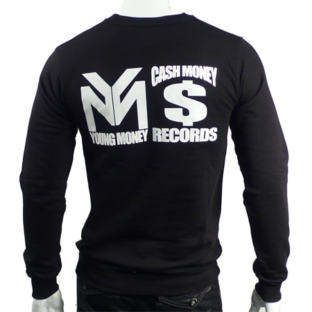 YMCMB - Sweat Col Rond YMCMB Noir Typo Blanc Rouge