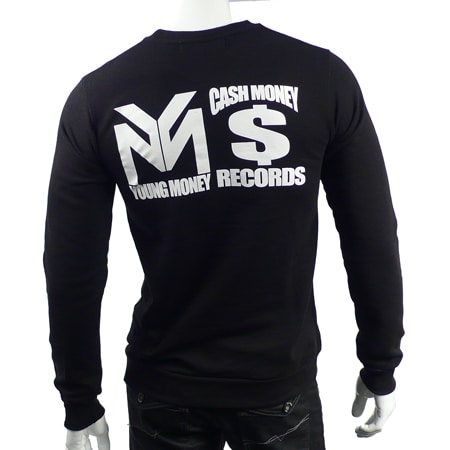 YMCMB - Sweat Col Rond YMCMB Noir Typo Brillant Anthracite Rouge