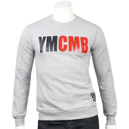 Classic Series - Sweat Col Rond YMCMB Gris Chine Typo Brillant Noir Rouge