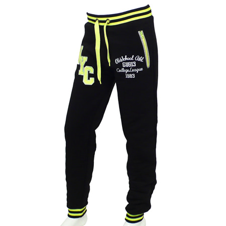 Pantalon Jogging Gangster Unit My Fluo Men Noir Typo Jaune Fluo