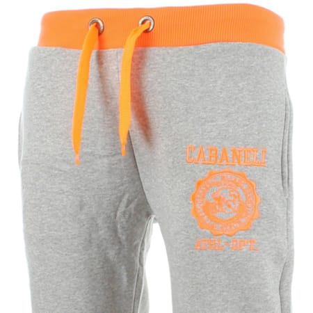 Cabaneli - Pantalon Jogging Cabaneli PL05 Gris Chine Typo Orange Fluo