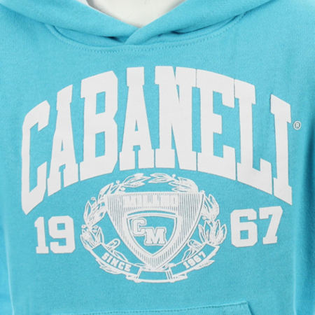 Cabaneli - Sweat Capuche Enfant Cabaneli SW08 Bleu Turquoise Typo Blanc