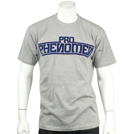 Pro Phenomen - Tee Shirt Pro Phenomen Gris Chiné Logo Bleu Marine