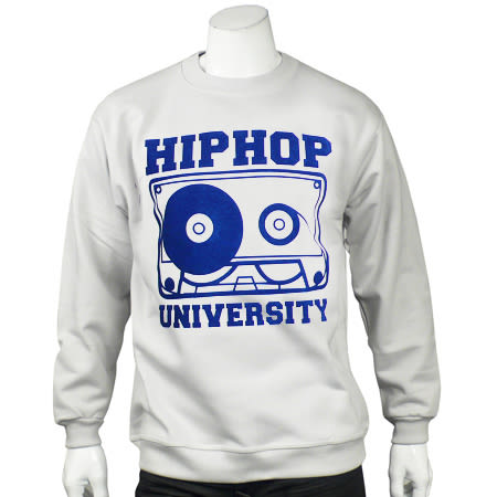 Hip Hop University - Sweat Crewneck Hip Hop University Tape Gris Typo Bleu