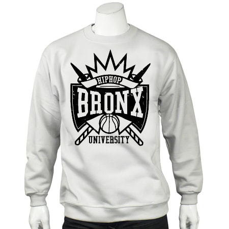 Hip Hop University - Sweat Crewneck Hip Hop University Bronx Gris Typo Noir