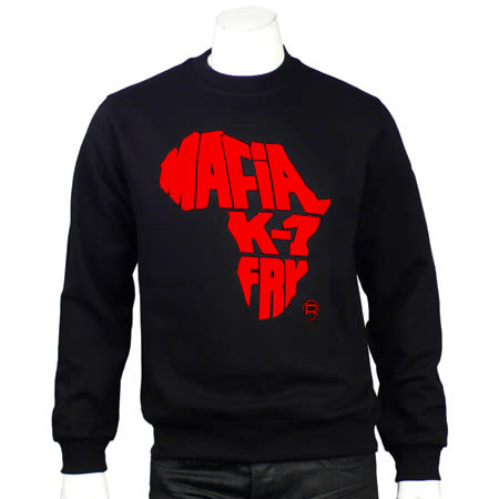 Mafia K1 Fry - Sweat Crewneck Mafia K1 Fry Authentic Noir Typo Velour Rouge