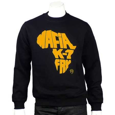 Mafia K1 Fry - Sweat Crewneck Mafia K1 Fry Authentic Noir Typo Velour Orange