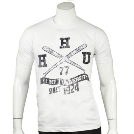 Hip Hop University - Tee Shirt Hip Hop University Baseball 77 Blanc