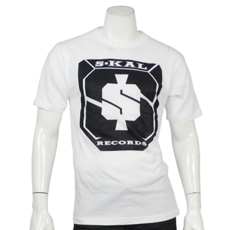 S Kal Records - Tee Shirt Skal Records Blanc Typo Noir