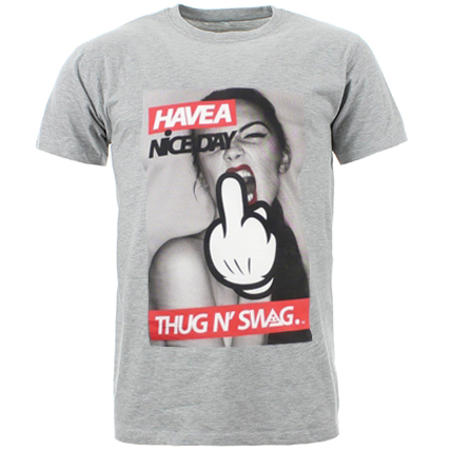 Thug N Swag - Tee Shirt Thug N Swag Nice Day Gris Chine