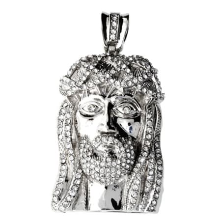 Pendentif Jésus Homme Avec Chaîne Cubaine Dorée 11mm - Alliage Orné De Strass