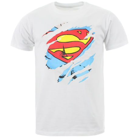 DC Comics - Tee Shirt Superman Tear Up Blanc