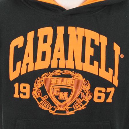 Cabaneli - Sweat Capuche Enfant Cabaneli SW08 Noir Typo Orange Fluo