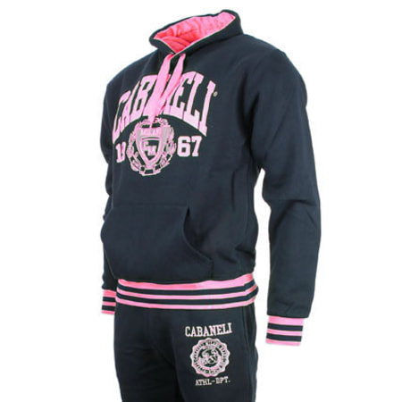 Ensemble Jogging Cabaneli SP08 Bleu Marine Typo Rose Fluo