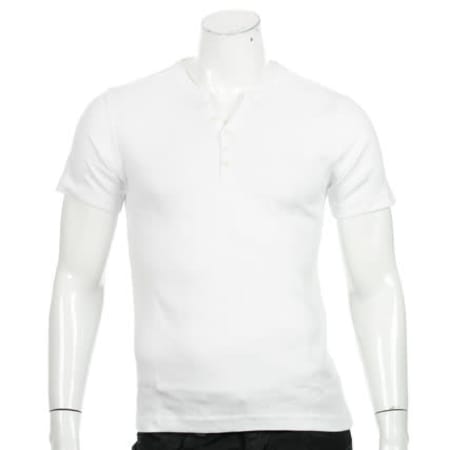 Crossby - Tee Shirt Col Tunisien Crossby Open Blanc
