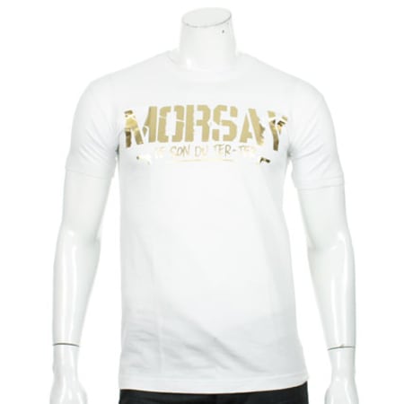 Morsay - Tee Shirt Morsay Brochette Blanc Typo Or