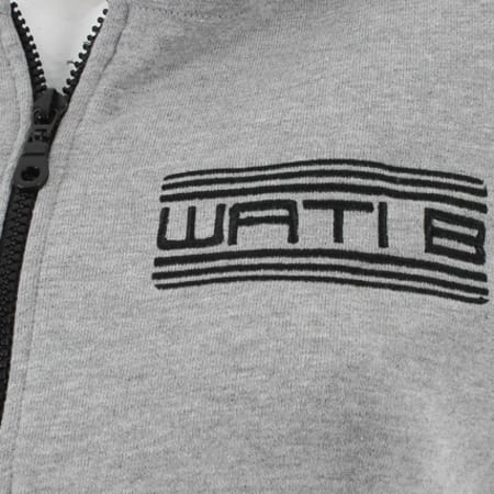 Wati B - Sweat Zippé Capuche Femme Wati B Gloria Gris Logo Noir