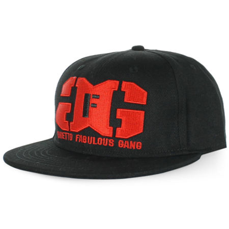 Ghetto Fabulous Gang - Casquette Snapback Ghetto Fabulous Gang Logo Noir Rouge