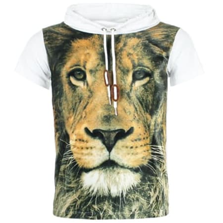 Cabaneli - Tee Shirt Col Amplified Cabaneli Lion Blanc