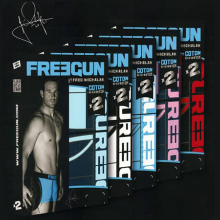 Freegun - Lot De 2 Boxers Freegun By Fred Michalak Bleu Ciel Blanc