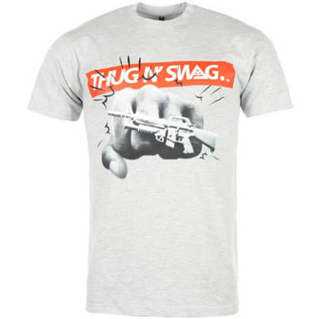 Thug N Swag - Tee Shirt Thug N Swag Fist Of War Gris Chiné
