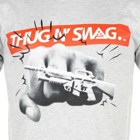 Thug N Swag - Tee Shirt Thug N Swag Fist Of War Gris Chiné