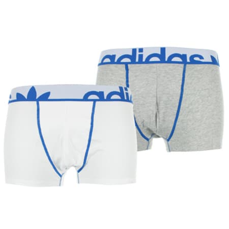 Adidas Originals - Lot De 2 Boxers adidas M30585 Blanc Et Gris Chiné