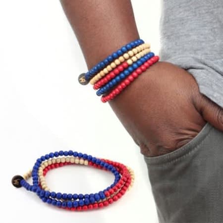 Good Wood NYC - Bracelet Goodwood NYC 5MM Wrap Blue Natural Red