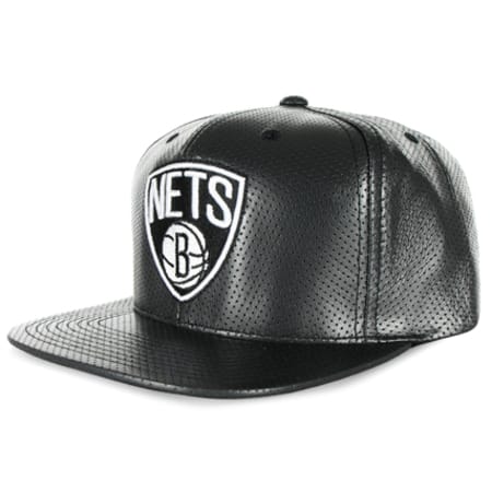 Mitchell and Ness - Casquette Snapback Mitchell And Ness Premium Leather Brooklyn Nets Noir