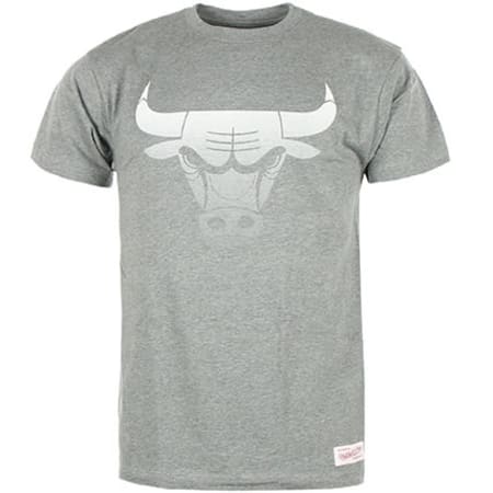 Mitchell and Ness - Tee Shirt Mitchell And Ness Gradient Infill Traditional Chicago Bulls Gris Chiné