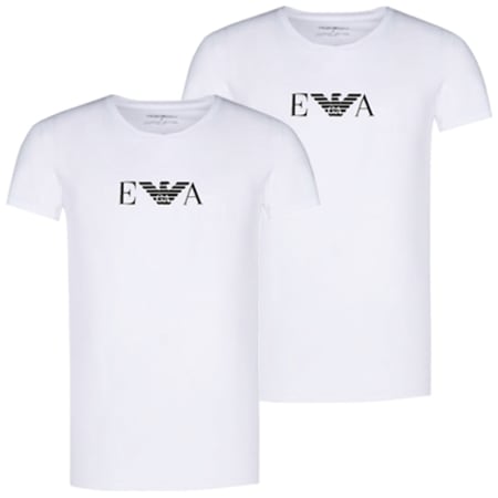 Emporio Armani - Lot De 2 Tee Shirts Emporio Armani Girocollo Blanc