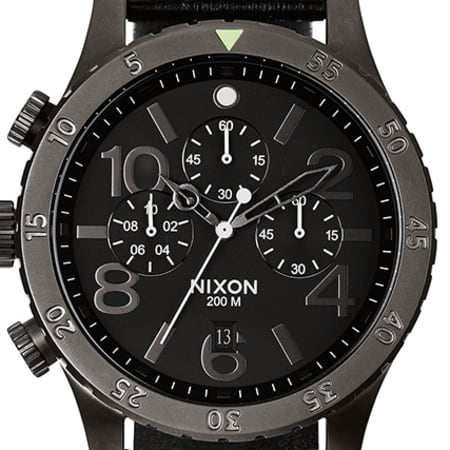 Nixon - Montre 48-20 Chrono Leather Black Gator