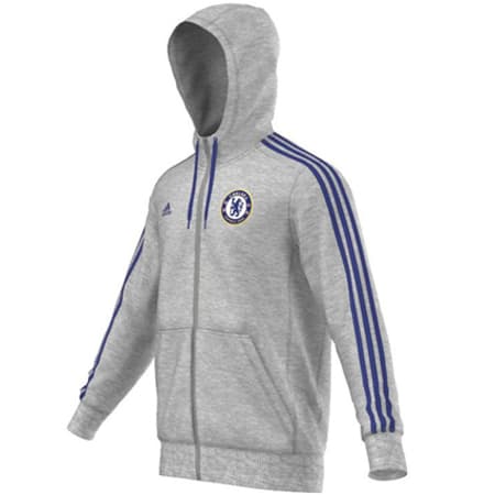 Adidas Sportswear - Sweat Zippé Capuche Chelsea Football Club AA1723 Gris Chiné Bleu Roi
