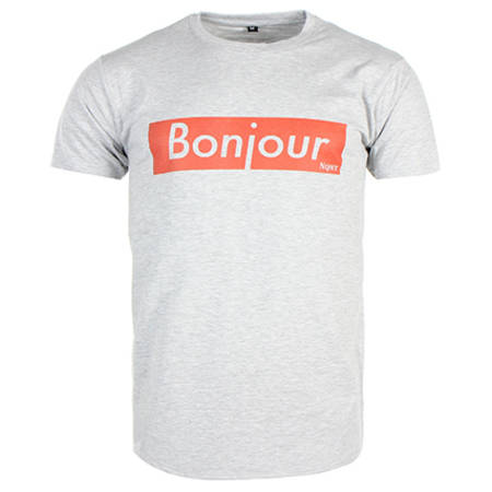 NQNT - Tee Shirt Vald Bonjour Gris Chiné