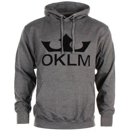 OKLM - Sweat Capuche Big Logo Gris Anthracite Typo Noir
