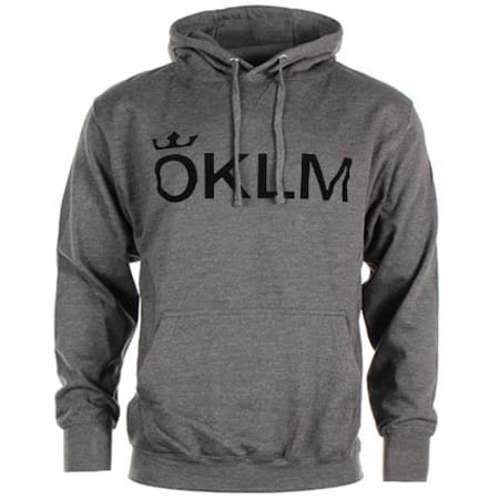 OKLM - Sweat Capuche Classic Logo Gris Anthracite Typo Noir