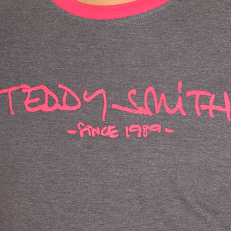Teddy Smith - Tee Shirt Ticlass Gris Anthracite Rose