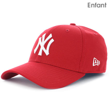 New Era - Casquette Enfant 9Forty MLB League Basic New York Yankees Rouge Blanc