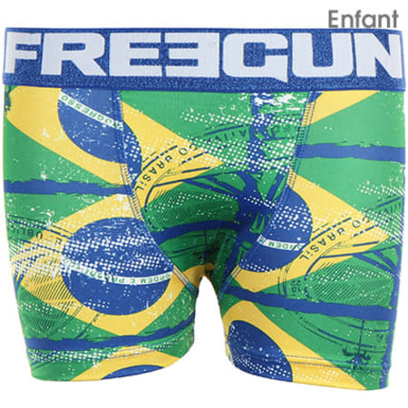 Freegun - Boxer Enfant Brasilian Flag Vert Jaune