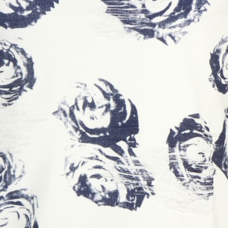 John H - Tee Shirt Floral Oversize T09142 Blanc Bleu