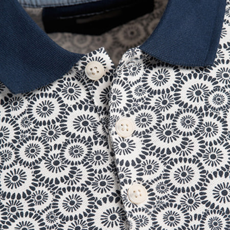 Jack And Jones - Polo New Cover Blanc Floral Bleu