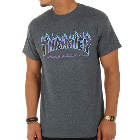 Thrasher - Gris Fuego Antracita Azul Morado Camiseta