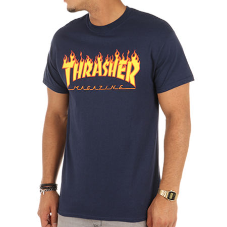 Thrasher - Tee Shirt Flame Bleu Marine