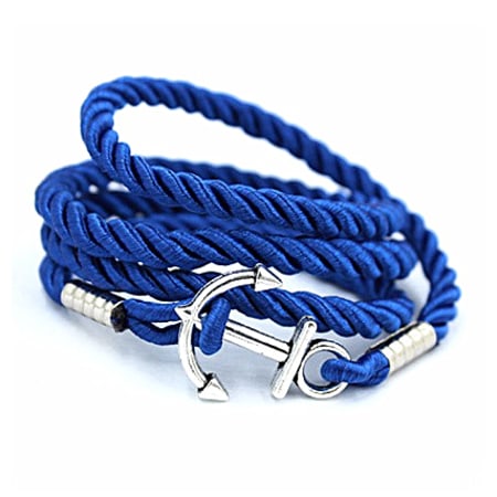 California Jewels - Bracelet Anchor Wrap Rope Bleu