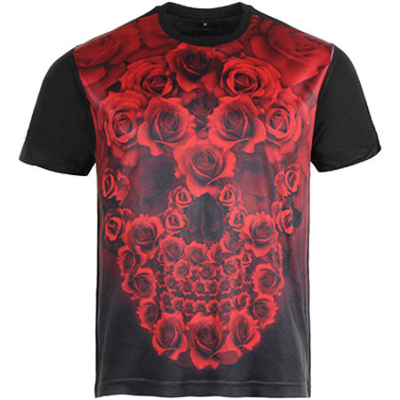 Dirtee - Tee Shirt Skull Roses Rouge