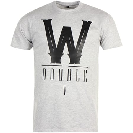 Walid - Tee Shirt Double V Gris Chiné Noir