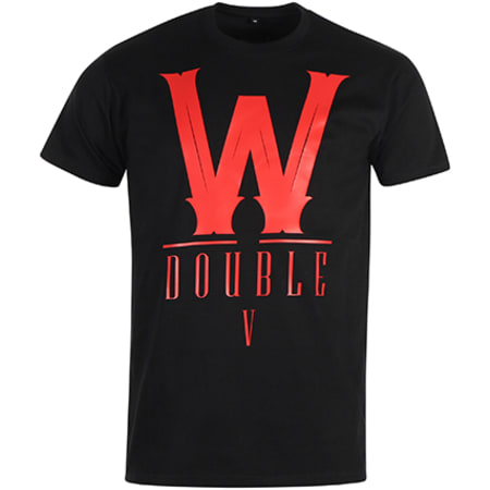 Walid - Tee Shirt Double V Noir Rouge