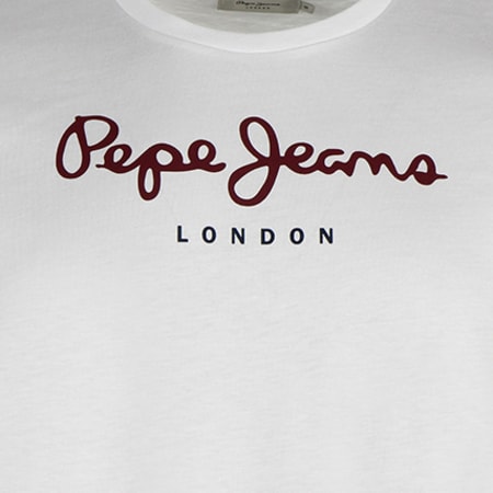 Pepe Jeans - Tee Shirt Eggo Blanc Bordeaux Bleu