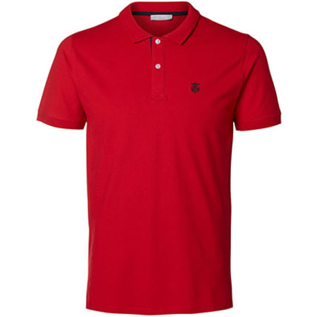 Selected - Polo Manches Courtes Aro Embroidery Rouge