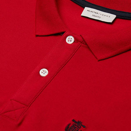 Selected - Polo Manches Courtes Aro Embroidery Rouge
